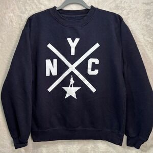 Hamilton An American Musical NYC Logo Crewneck Sweatshirt Navy Blue Size Small